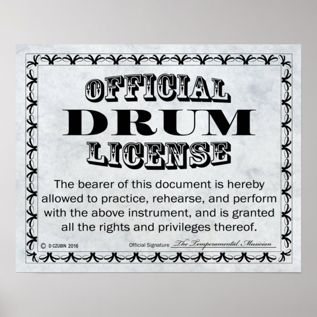 Drum License Poster (Framsidan)
