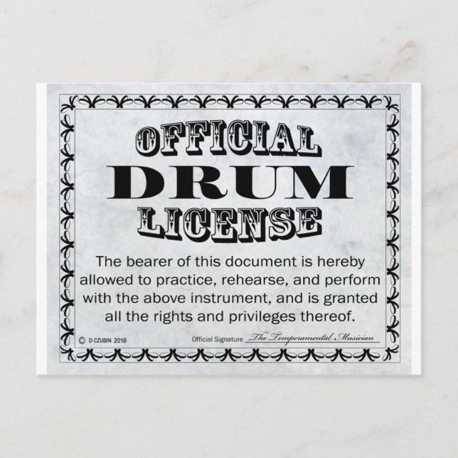 Drum License Vykort (Framsida)