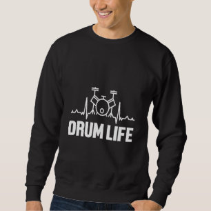 Drum Life Heartslag Pulse Drumming Drums Musical B Lång Ärmad Tröja