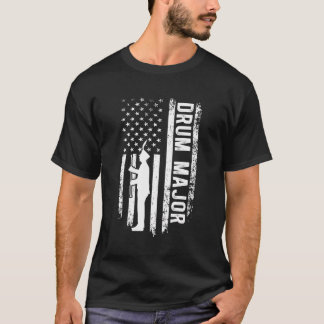 Drum Major American Flagga Marching Band Drum Majo T Shirt
