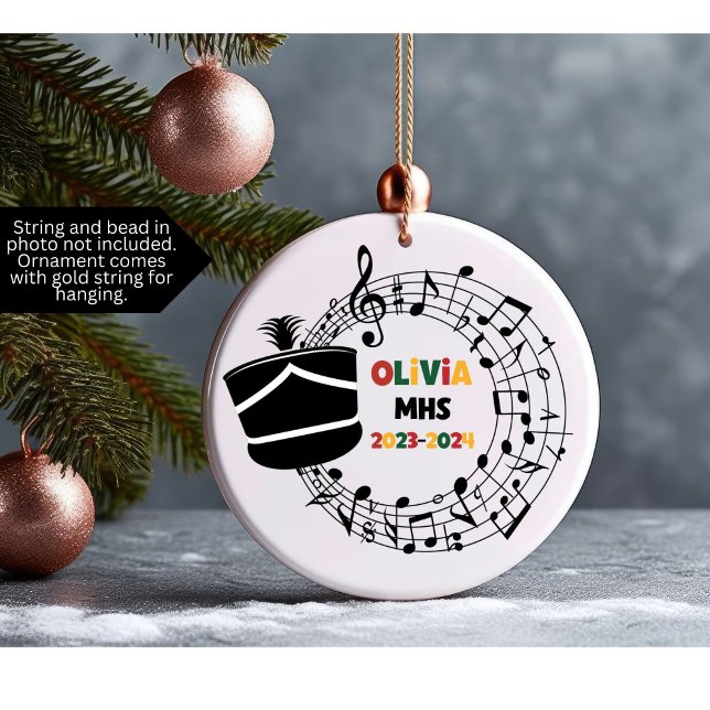 Drum Major Marching Band jul Ornament (Christmas ornament for marching band member customized with name, school and year)