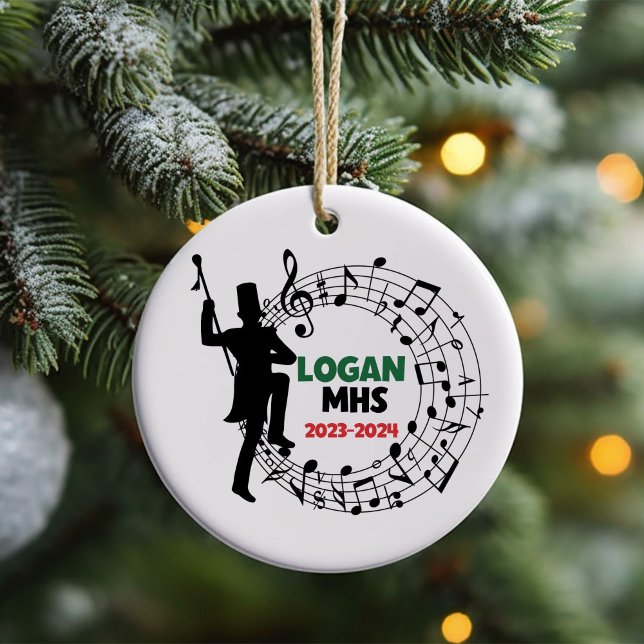 Drum Major Marching Band jul Ornament (Christmas ornament for a high school drum major customized with name, school and year)
