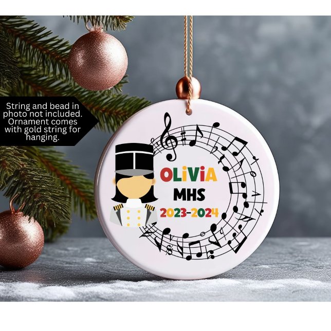 Drum Major Marching Band jul Ornament (Christmas ornament for a marching band member customized with name, school and year)