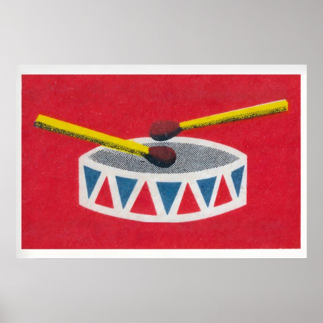 Drum Matchbox Wall Poster - Vintage Eastern Europe (Framsidan)