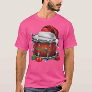 Drum Musician Julafton Lighting Santa Musical Drum T Shirt