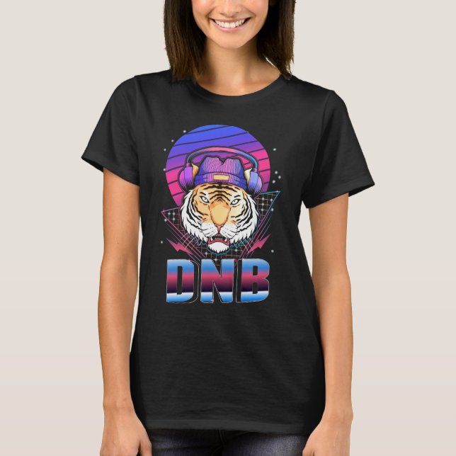Drum och Bass Tiger Electronic Music Vaporwave T Shirt (Framsida)
