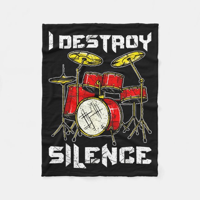 Drum Percussionist Drummers I Destroy Silence Drum Fleecefilt (Framsidan)