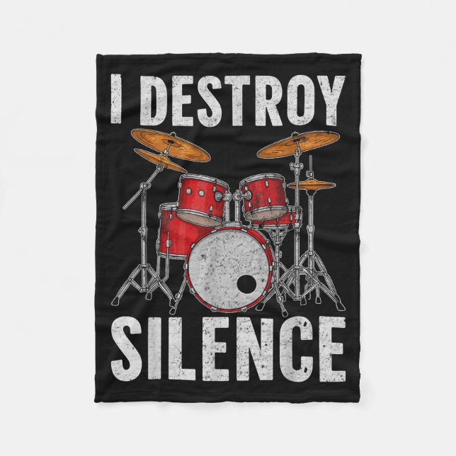 Drum Percussionist Drummers I Destroy Silence Drum Fleecefilt (Framsidan)
