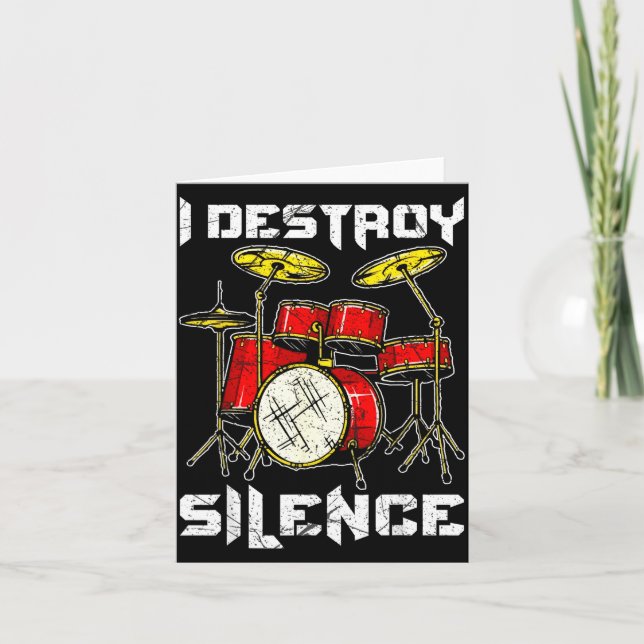 Drum Percussionist Drummers I Destroy Silence Drum Kort (Framsida)