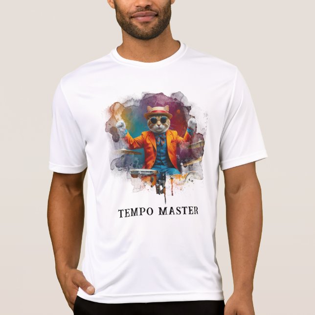*~* DRUM Player-Coola Cat AP91 Percussionist T Shirt (Framsida)