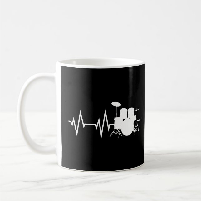 Drum Player Heartslag Drummers Drumming Graphic Kaffemugg (Vänster)