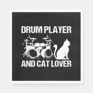 Drum Player och Cat Lover Drumming Musician Drumcs Pappersservett