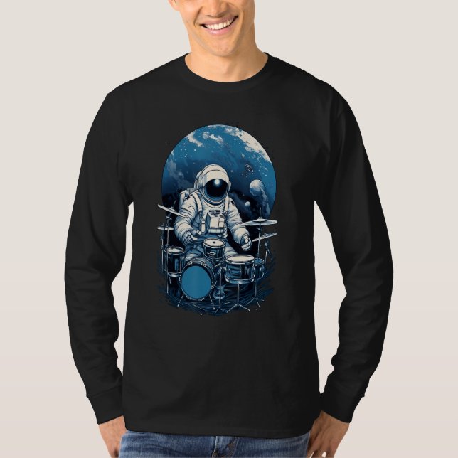 Drum Playing Astronaut, Astronaut Drummer Boy Spac T Shirt (Framsida)