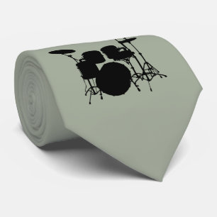 Drum Set Black Silhouette Necktie Slips