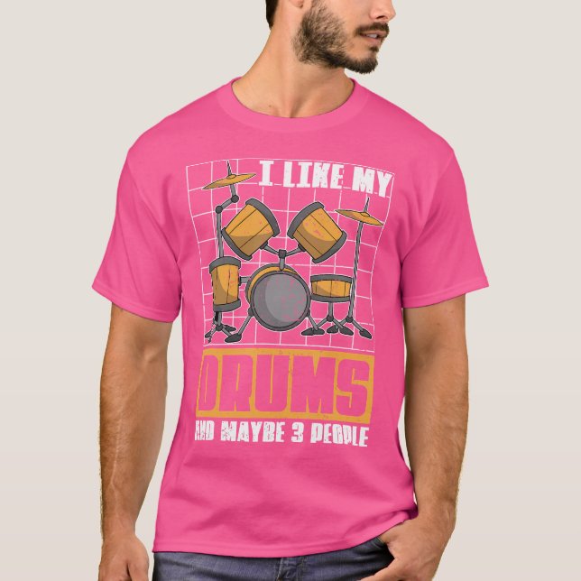 Drum Set Funny Drummer Musical Instrument Percussi T Shirt (Framsida)