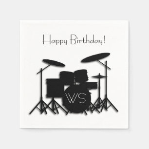 Drum Set Monogram Birthday Pappersservett