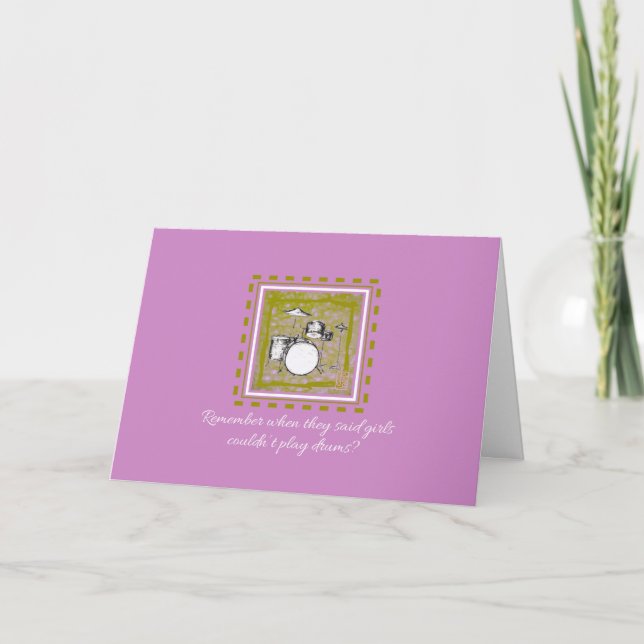 Drum Set Nostalgic Girl Power Greeting Card Kort (Framsida)