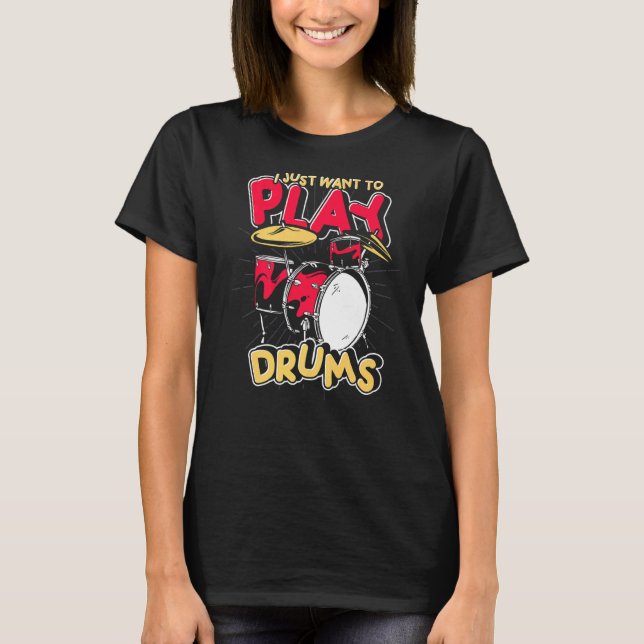 Drum Set Percussion Music Drummer Musician Drums T Shirt (Framsida)