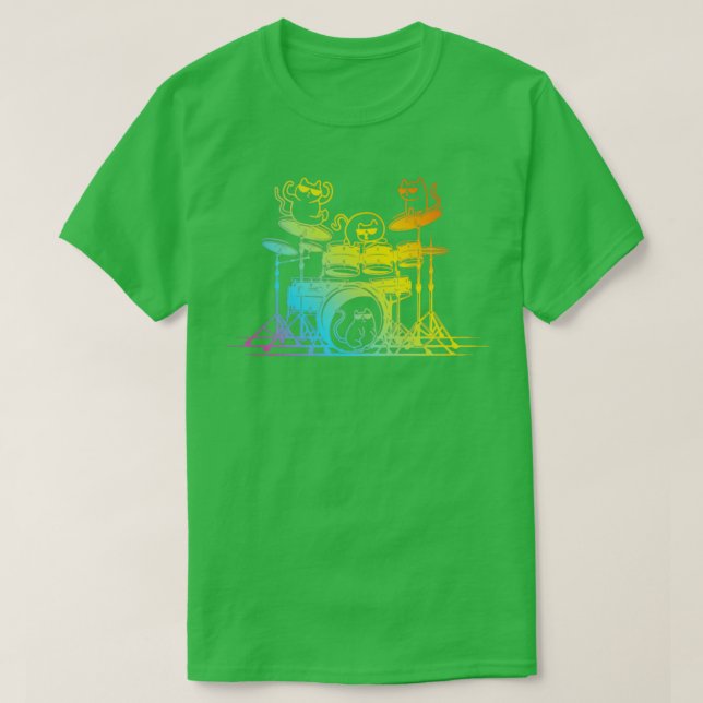 Drum Set Player Cats Funny Drummer Cats T Shirt (Design framsida)