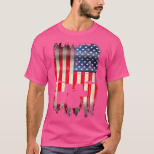 Drum Set USA American Flagga 4:e juli Patriotic D T Shirt