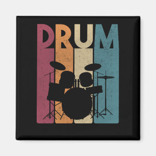 Drum Set Vintage Rock musik Retro Drummer Magnet