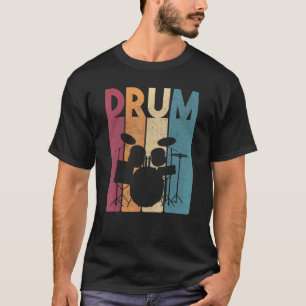 Drum Set Vintage Rock musik Retro Drummer T Shirt