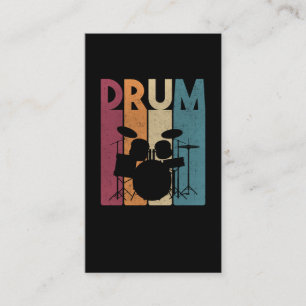 Drum Set Vintage Rock musik Retro Drummer Visitkort