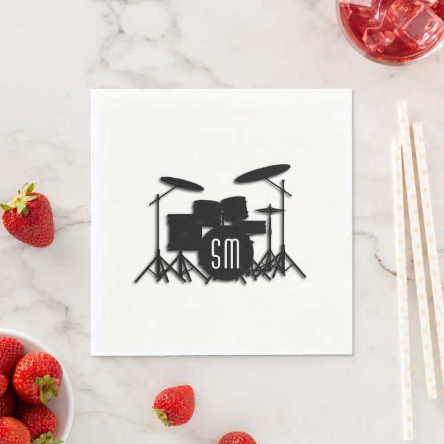 Drum Set White Monogram Pappersservett (Insitu)