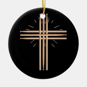 Drum Stick Kor Drummer Faith Christian Julgransprydnad Keramik