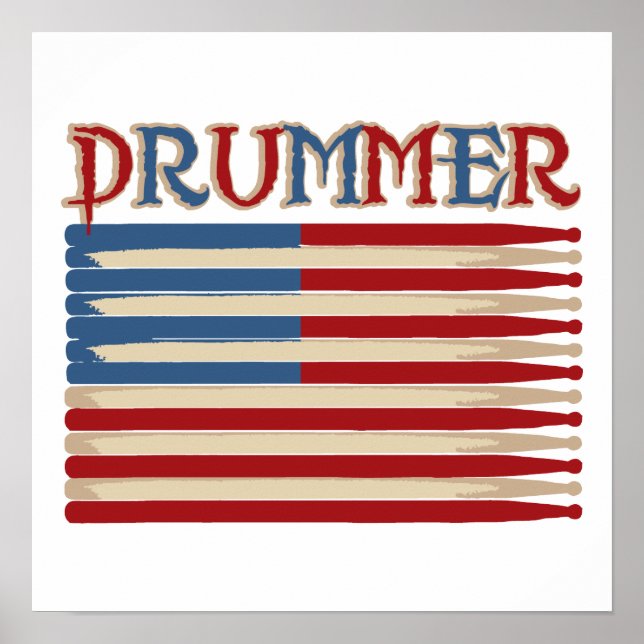 Drum Stick USA flagga Drummer Tees and Gifts Poster (Framsidan)