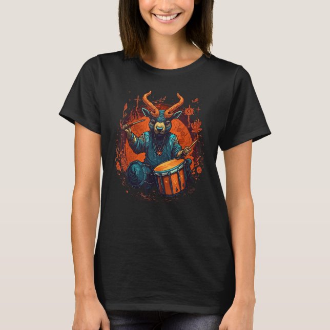 Drum Sticks Goat Drummer Kit T Shirt (Framsida)