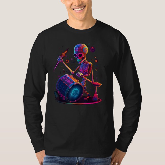 Drum Sticks Skeleton Drummer Kit T Shirt (Framsida)