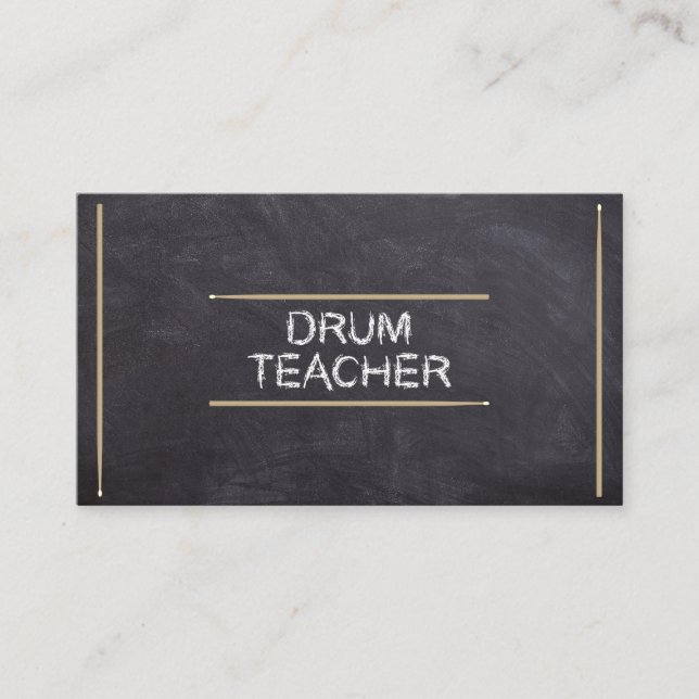 Drum Teacher Lessons Music Instructor Chalk Sticks Visitkort (Framsida)