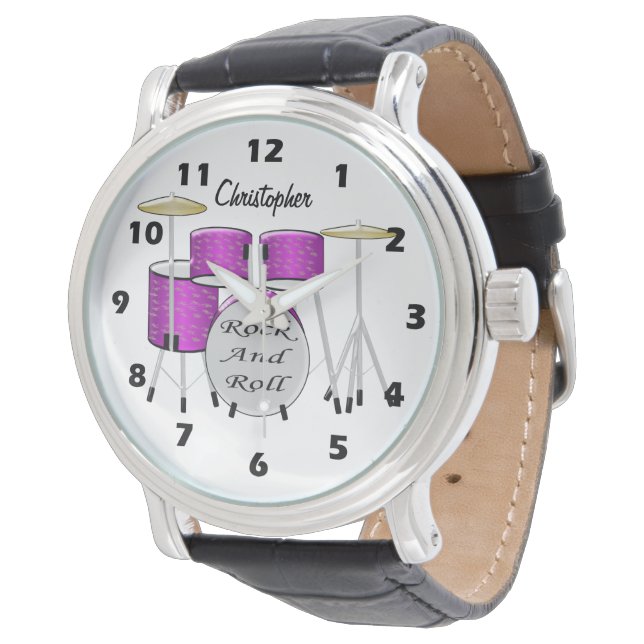 Drumdesign Lägg bara till Namn Armbandsur (Vinklad)