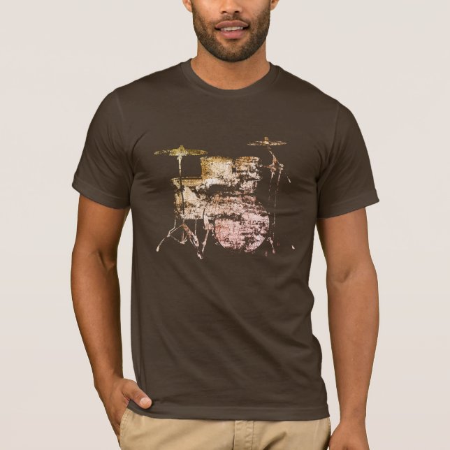 Drumkit coola brun trumummer t shirt (Framsida)