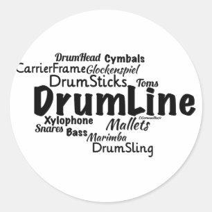 Drumline Ord Cloud Black Text Runt Klistermärke