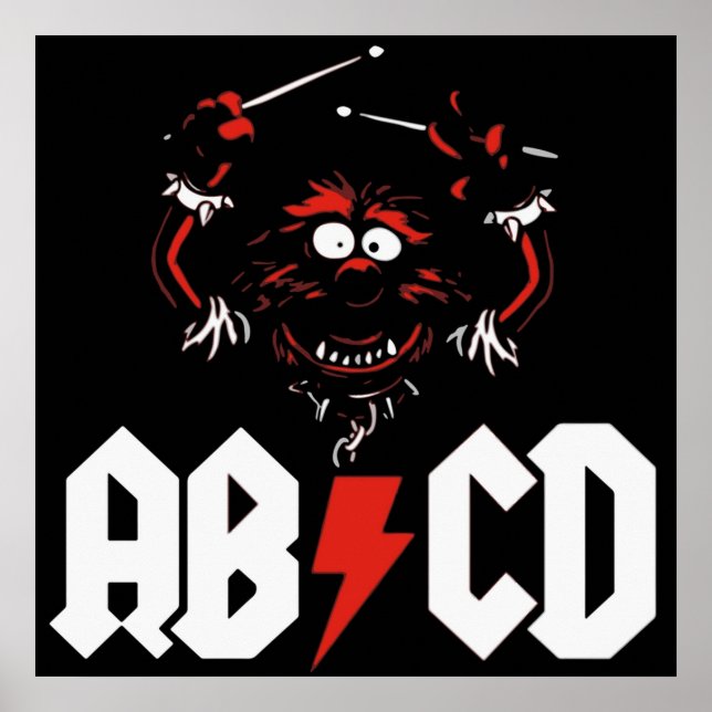 Drummer ACDC för djur Poster (Framsidan)