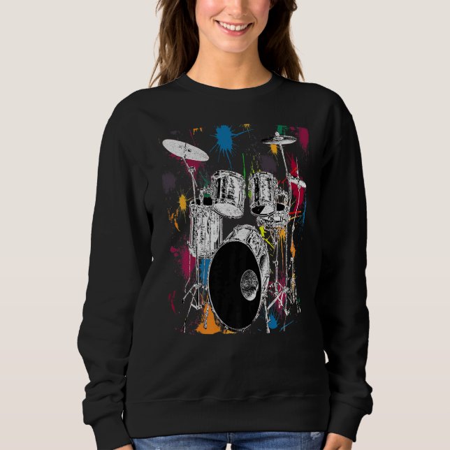 Drummer Artistic Drum Set Graphic T Shirt (Framsida)