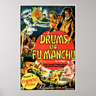 Drummer av Fu Manchu Classic Crime Thriller Old Fi Poster