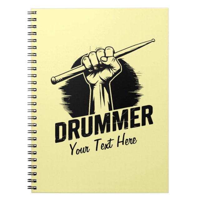 Drummer av trendig-Personlig med drumpor Anteckningsbok (Framsidan)
