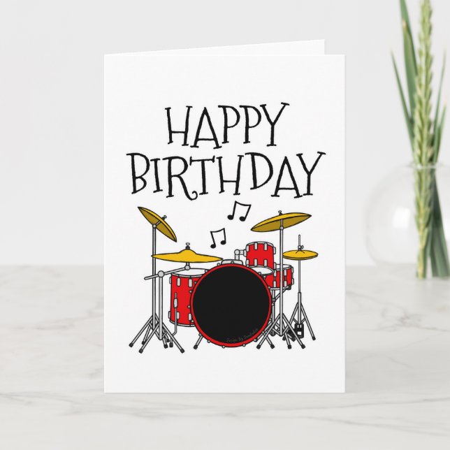 Drummer Birthday Card Drum Kit Musician Tack Kort (Framsida)