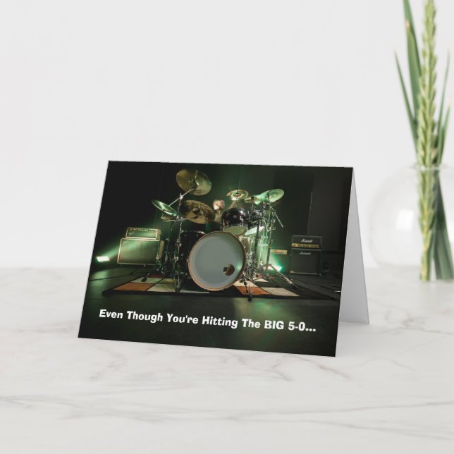 Drummer Birthday Card visar deras ålder (Anpassnin Kort (Framsida)