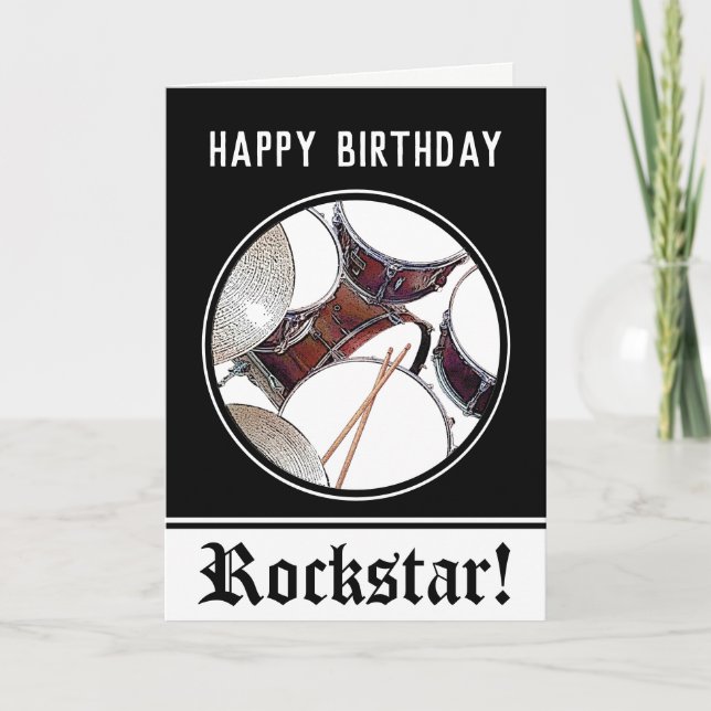 Drummer Birthday Drum Rockstar Musician Drumming C Kort (Framsida)