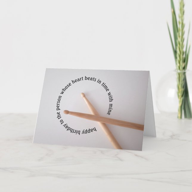 Drummer Birthday Heart Bebryter i Time Älskare Kort (Framsida)