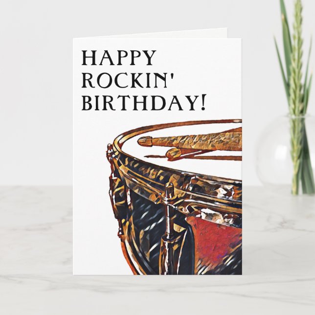 Drummer Birthday Snare Drum Drumstick Rock musik C Kort (Framsida)