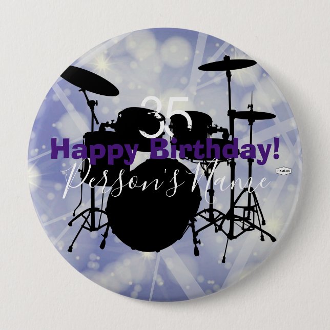 Drummer Birthday Theme Button HAMbWG Knapp (Framsida)