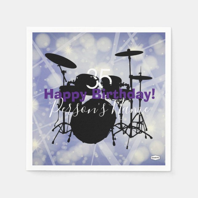 Drummer Birthday Theme Napkin HAMbWG Pappersservett (Framsidan)