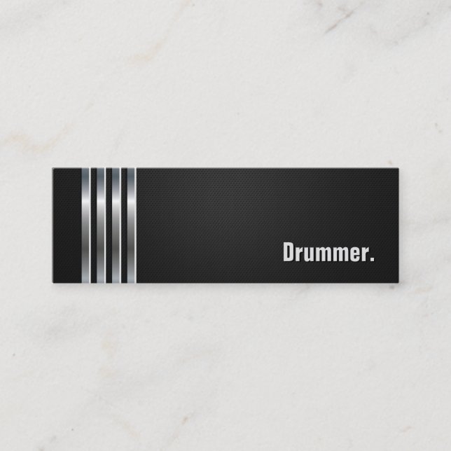 Drummer - Black Silver Rand Mini Visitkort (Framsida)