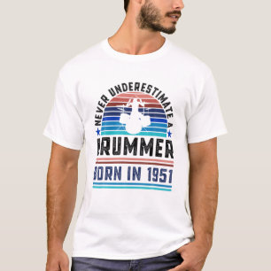 Drummer Born 1951 70Födelsedagen Drumming Gift Pap T Shirt