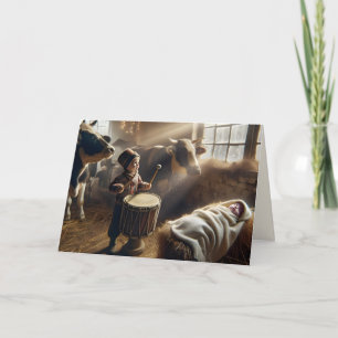 Drummer Boy in a Barn Stable Helgkort